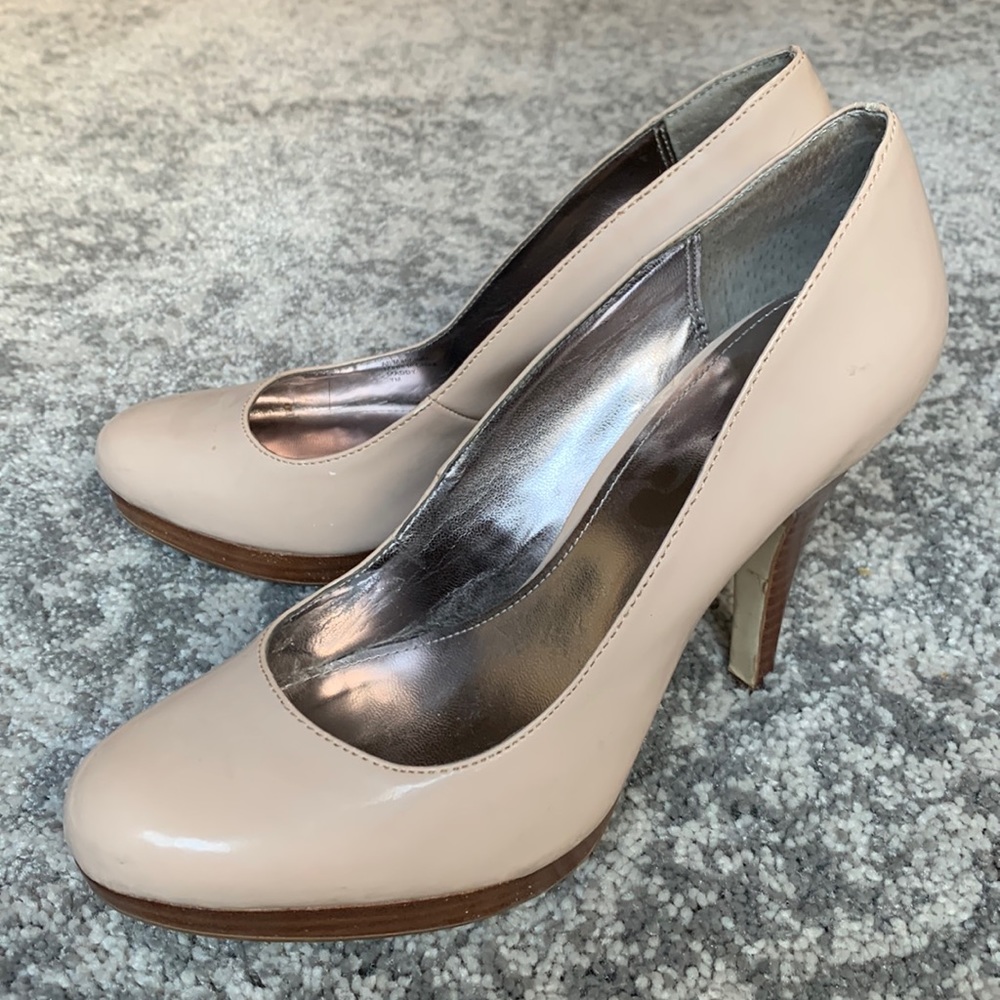 Blush pink high heel pumps